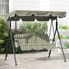 CAVINAS Striped 3-Seat Patio Porch Swing,Hammock Swing Bench with Adjustable Canopy,Outdoor Swing for Garden&Backyard,594LBS Capacity,Beige - 2 of 4