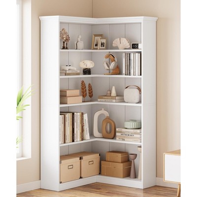 Corner Bookshelf 72.8in Farmhouse Bookcase Large Bookshelf