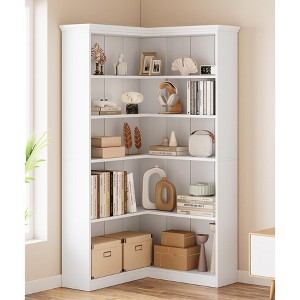 Corner Bookshelf 72.8in Farmhouse Bookcase Large Bookshelf - 1 of 4