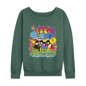 Women's - The Beatles - Vintage Yellow Submarine Lightweight French Terry Wide Neck Long Sleeve Graphic Shirt - 1 of 4