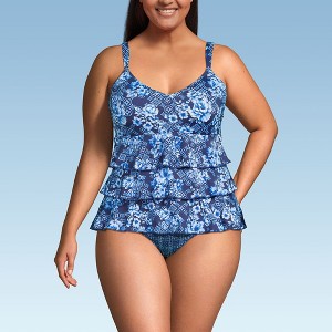 Lands' End Women's Smoothing Control Ruffle Fauxkini One Piece Swimsuit - 1 of 4