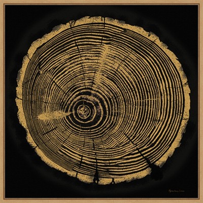 Tree Trunk I Abstract Golden Brown Canvas Wall Art with Maple Frame