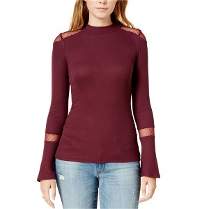 maison Jules Womens Swiss-Dot-Illusion Kimono Top Blouse, Red, Small - 1 of 1