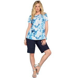 Roaman's Women's Plus Size Ultimate Swing Tee With Keyhole Back - 1 of 4