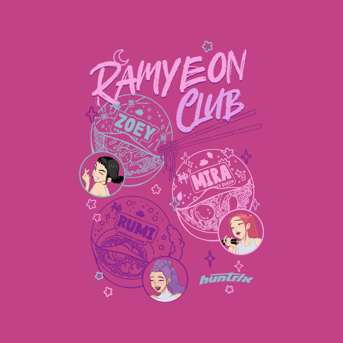 Girls' KPop Demon Hunters "Ramyeon Club" Short Sleeve T-Shirt - Pink - thumbnail 8