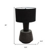 HomeRoots 29" Distressed Black Solid Wood Urn Table Lamp With Black Drum Shade - 3 of 4