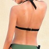 Women's Olive Green Halter Tie Back Hook Bikini Top - Cupshe - 3 of 4