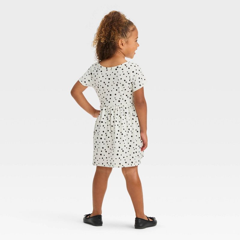 Toddler Girls' Polka Dots Short Sleeve Dress - Cat & Jack™ Cream, 3 of 5