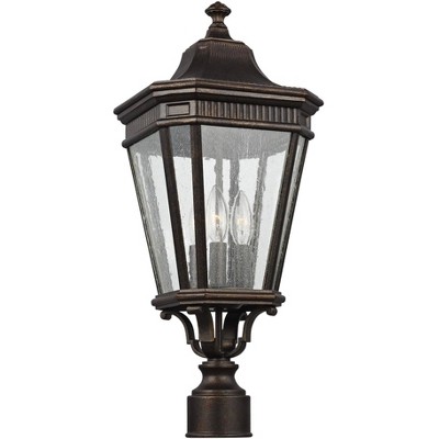 Feiss Cotswold Lane 22 1/2"H Bronze and Seeded Glass Post Light