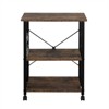 SEVOBAL Kitchen Storage 3 Tier Vintage Board Top Metal Frame Bakers Rack with Wheels and Hooks, Black, 29.33"*18.11"*4.92" - 2 of 4