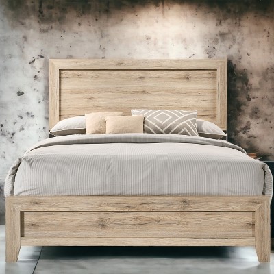 TiramisuBest Wood Queen Bed, 84x64x50 inches, 82 lbs, w/ Rectangular Headboard & Tapered Legs