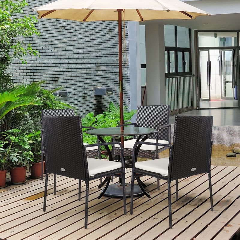 Costway 4PCS Patio Wicker Rattan Dining Chairs Cushioned Seats Armrest Garden, 2 of 11