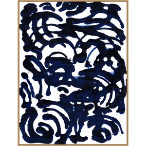 32" x 42" Indigo Swirls II by Jodi Fuchs Framed Canvas Wall Art Print - Amanti Art - 1 of 4