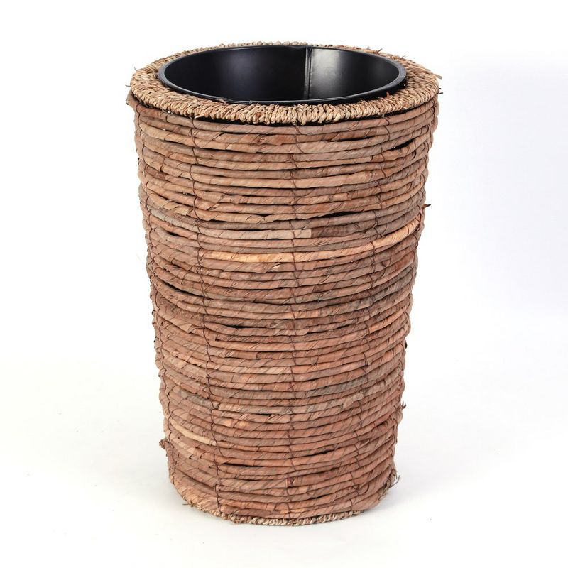 Vintiquewise Wicker Banana Rope Tall Floor Planter with Metal Pot, Large, 1 of 9