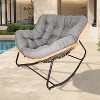 Vynxaria Series Black Gray Rattan Wicker Egg Lounge Chair Set of 1 with 450LB Steel Frame Ergonomic Rocking Base Easy Clean Gift Ready - 2 of 4