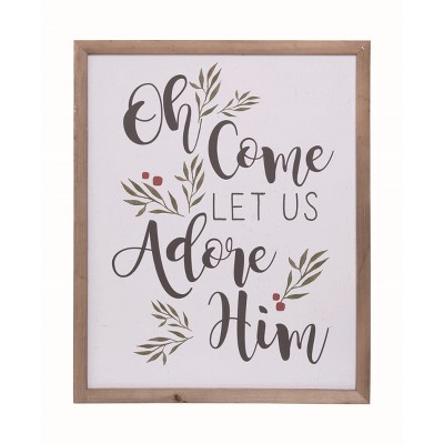 Transpac Wood White Christmas Adore Him Wall Accent