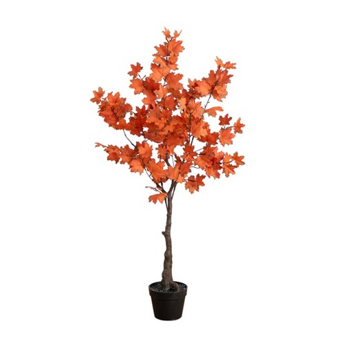 Nearly Natural 4-ft Autumn Rustic Maple Artificial Fall Tree : Target