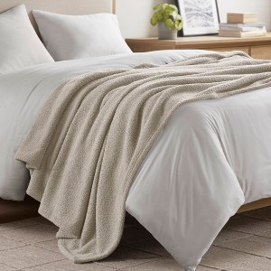 KTMBDW 100% Polyester Blanket Full/Queen Size for Bed - Breathable and Soft, Weave Blanket for Summer Spring, Taupe - 1 of 4