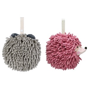 REGALWOVEN Fuzzy Cute Cartoon Decorative Hand Drying Hanging Ball Hand Towels 7" x 7" 2 Pcs - 1 of 4