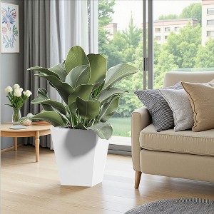 Okak 18/22 Inch Metal Tapered Planter Garden Pot with Drainage Hole & Rubber Plug for Home, Patio, Office Decor - 1 of 4