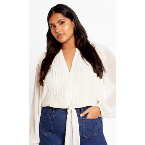 Women's Plus Size Melina Shirt - ivory | CITY CHIC - image 1 of 4