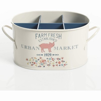 Gibson Urban Market Life On The Farm Oval Flatware Caddy with 6 Compartments