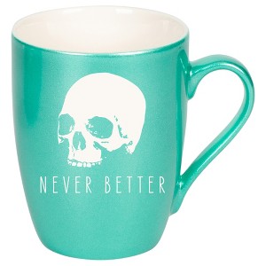 100 North Skull 10 Ounce Seafoam Metallic Finish, Comfortably Fits Your Hands, New Bone China Coffee Tea Cup Mug, Never Better - 1 of 1