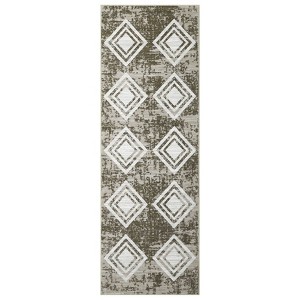 Washable Modern Geometric Grid Rug Non Slip Low Pile Rug Soft Contemporary Throw Floor Cover Foldable Indoor Carpet for Living Room Bedroom - 1 of 4