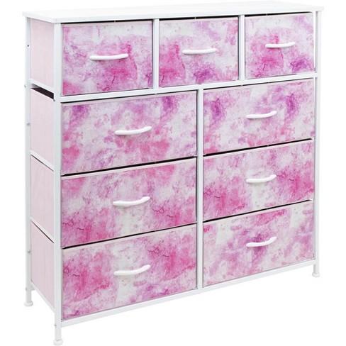 Sorbus 9 Drawers Chest Dresser - Tie Dye Pink