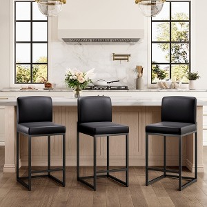 Captiva Designs 24 inch Height Bar Stool with Padded Seat and Back & Sturdy Steel Frame & Footrest - 1 of 4