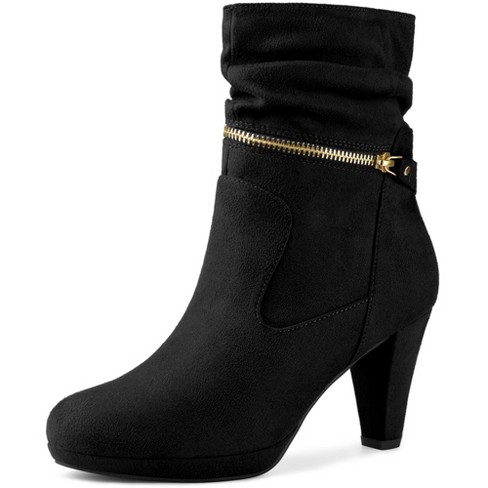 Block Heel Side Zip Peep Toe Ankle Boots, M&S Collection