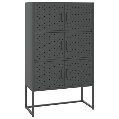 vidaXL Highboard Anthracite Steel Adjustable Feet Highboard - 31.5" x 13.8" x 53.1" Anthracite