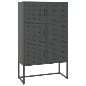 vidaXL Highboard Anthracite Steel Adjustable Feet Highboard - 31.5" x 13.8" x 53.1" Anthracite - 1 of 4
