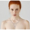 Guili White Gold Plated Necklace with Cubic Zirconia, showcasing an Elongated Open Heart Halo Pendant for a sophisticated and elegant look. - 2 of 3