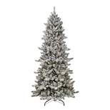 7.5ft Puleo Pre-Lit Flocked Slim Royal Majestic Spruce Artificial Christmas Tree Clear Lights