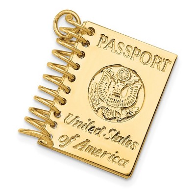 Black Bow Jewelry 14k Yellow Gold 3D Moveable Passport Pendant