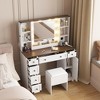 Makeup Vanity with Mirror and Lights, 3 Lighting Modes Vanity Desk with Soft Cushioned Stool, Farmhouse Dressing Table Set for Bedroom - 4 of 4