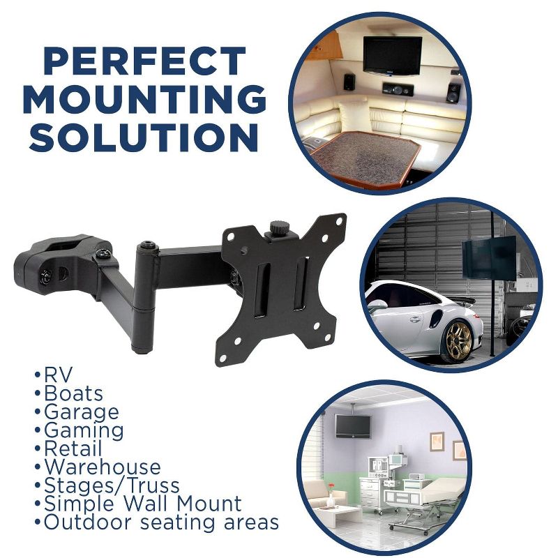 Mount-It! Universal VESA Pole Mount with Articulating Arm | Full Motion TV Pole Mount Bracket | VESA 75 100 | Fits TVs or Monitors Up to 32 Inches, 3 of 9