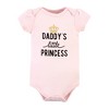 Hudson Baby Infant Girl Cotton Bodysuit and Pant Set, Daddys Little Princess Short Sleeve - 3 of 4