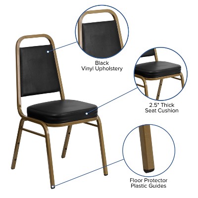 Black Vinyl and Gold Frame Stacking Banquet Chair
