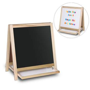 Crestline Products Magnetic Table Top Easel White Dry Erase/Black Chalkboard, 19.5"H x 18"W