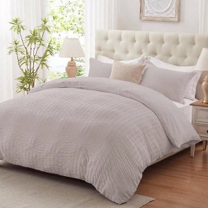 Light Grey King Duvet Cover Set, Set of 3 with Zipper and Ties, 104x90+ 2x20x36 - 1 of 4