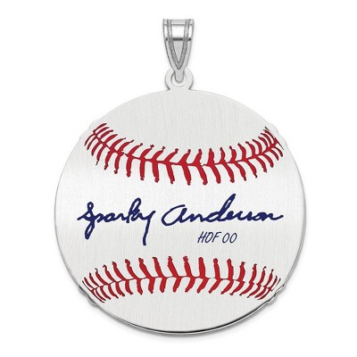 Black Bow Jewelry Sterling Silver Sparky Anderson Signature LG Enamel Baseball Pendant