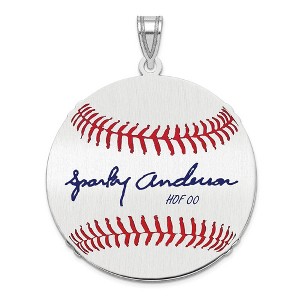 Black Bow Jewelry Sterling Silver Sparky Anderson Signature LG Enamel Baseball Pendant - 1 of 4