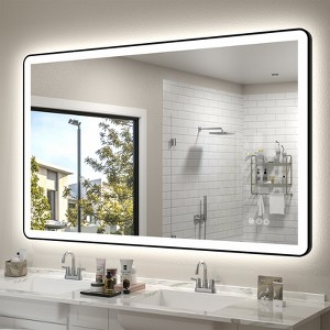 Apmir Super Bright Independent Controlled Front & Back LED Lighted Anti-Fog Aluminum Alloy Framed Tempered Glass Bathroom Mirror with  3-Year Warranty - 1 of 4