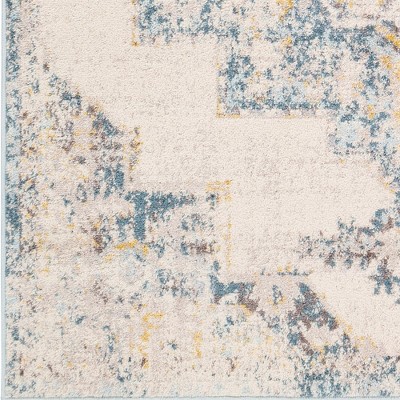 Sky Blue and Beige Synthetic Fur Hand-knotted 2' x 3' Rug