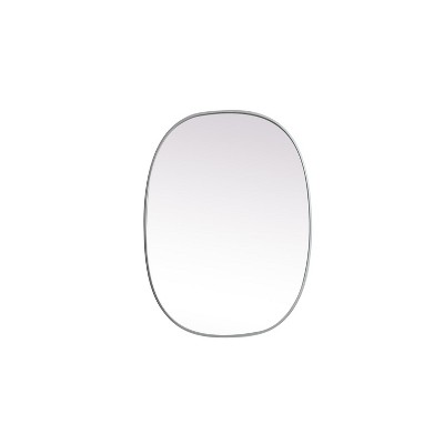 Elegant Lighting Metal Frame Oval Mirror 27x36 Inch in Silver