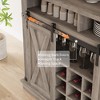 TROPOW Bar Cabinet 75" Tall Coffee Hutch Large Kitchens Hutch Farmhouse Coffee Bar Cabinet Cupboard with Sliding Barn Door - 4 of 4