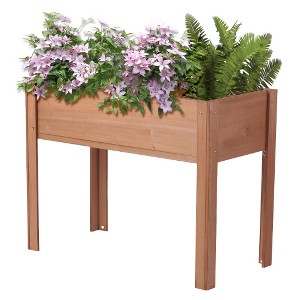 YUHAO Elevated Wooden Planter Box with Legs for Outdoor Plants Flowers Fruits Vegetable Herb Growing - 1 of 4