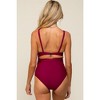 PinkBlush Plum Ruched Sides Front Cutout Maternity One Piece Swimsuit - 3 of 4
